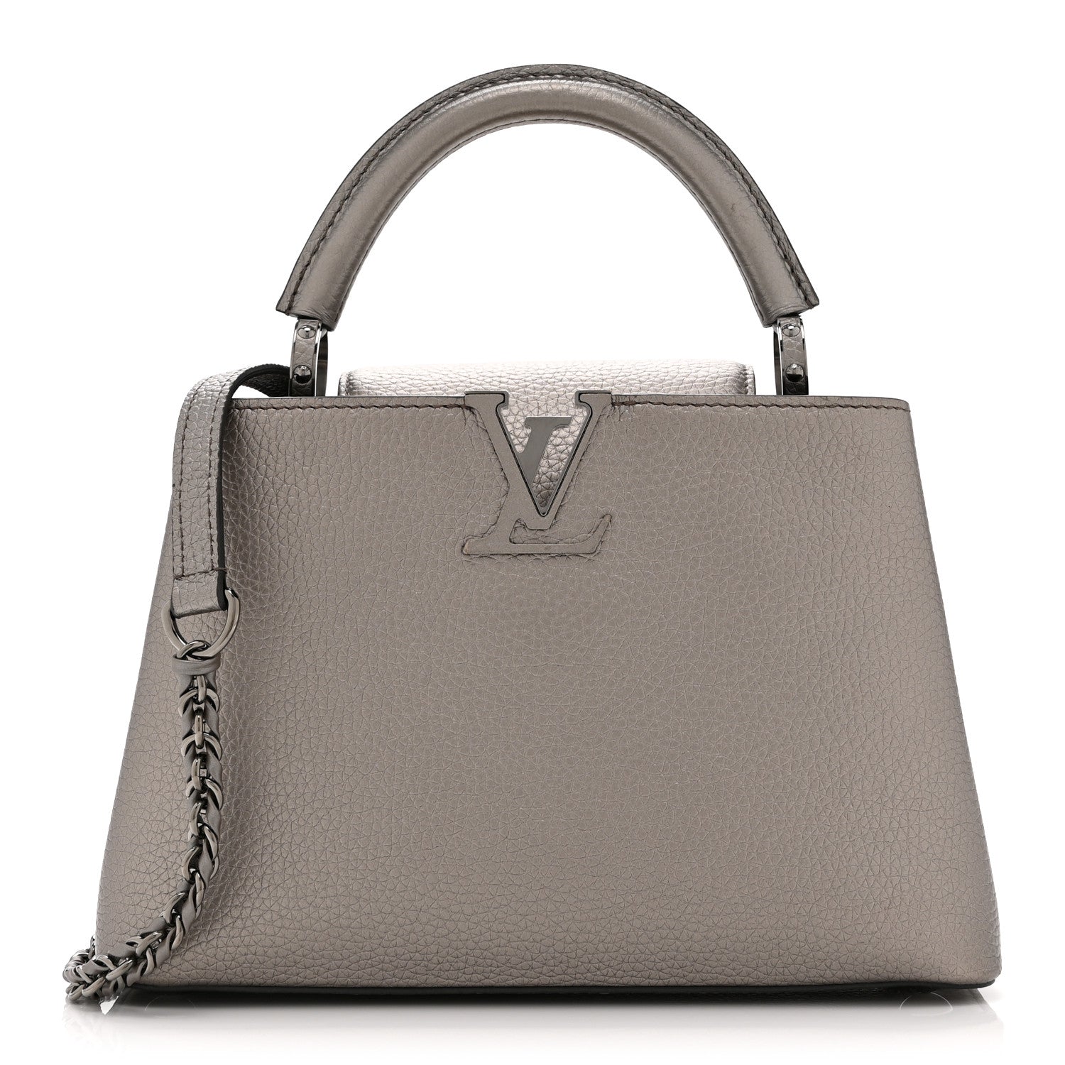 Louis Vuitton Metallic Calfskin Capucines BB Etain 1 of 9