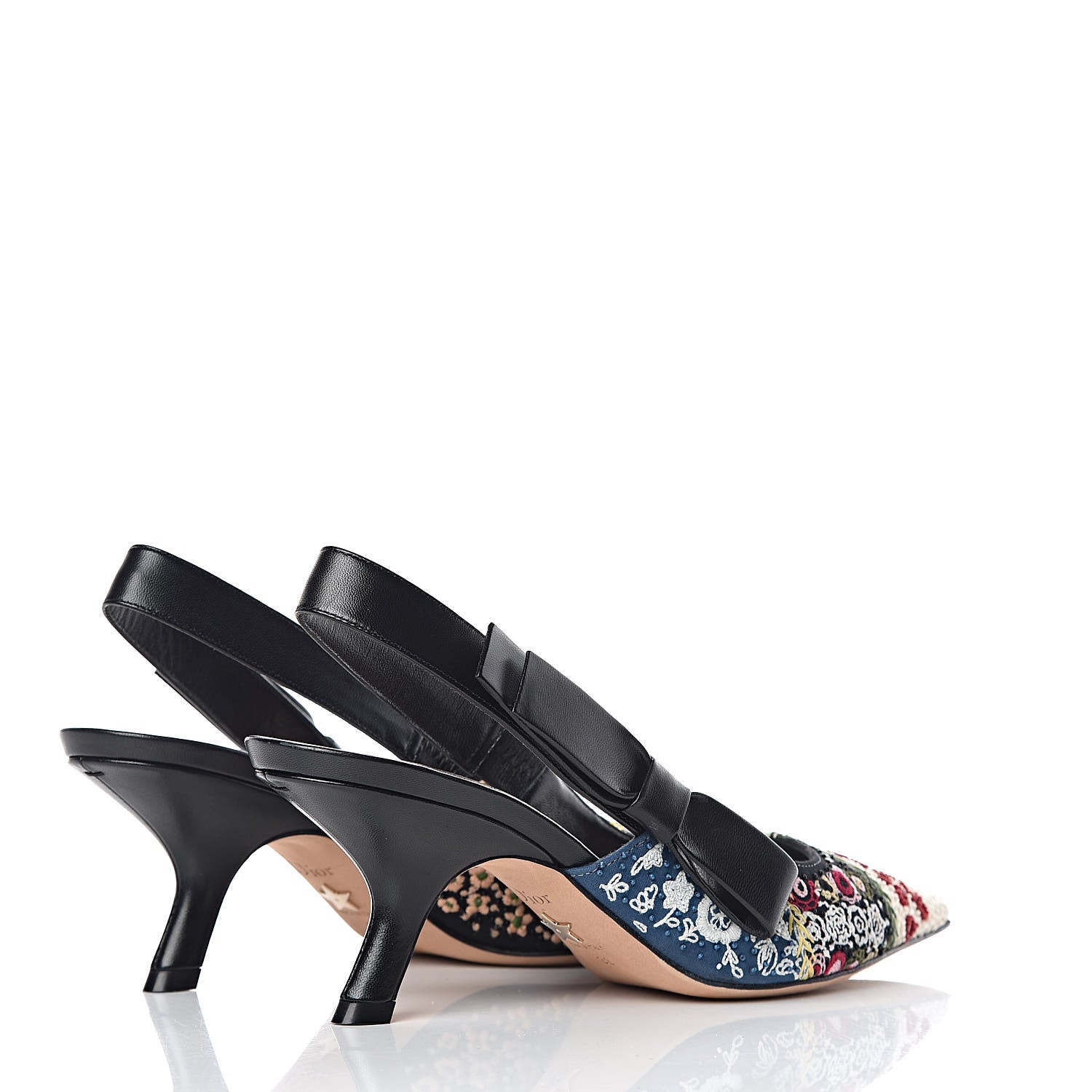 Christian Dior Embroidered Calfskin Beaded Sweet D Sling-Back Pumps 38 Multicolor 4 of 11