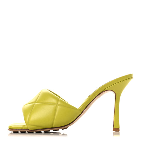 Nappa Quilted Rubber Lido Mule Sandals 38 Kiwi