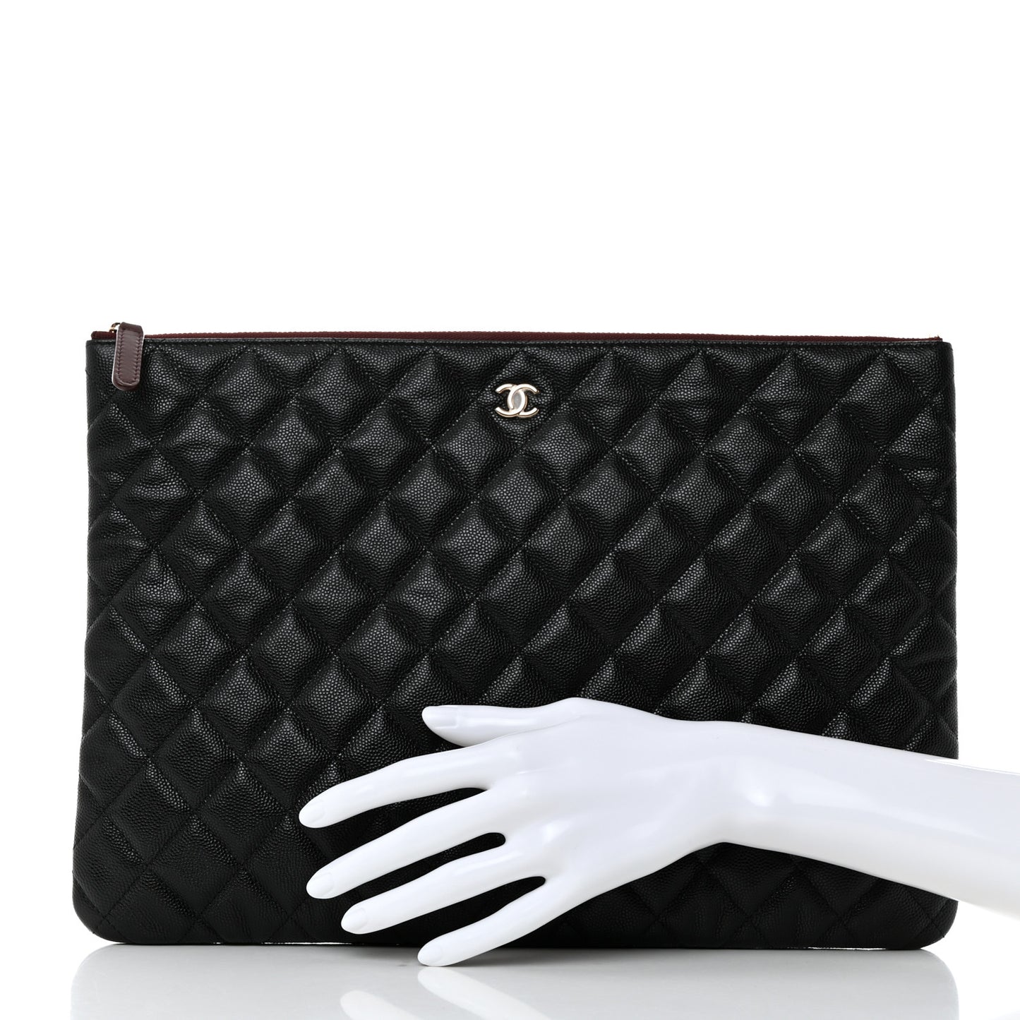 Caviar Quilted Large Cosmetic Case Black
