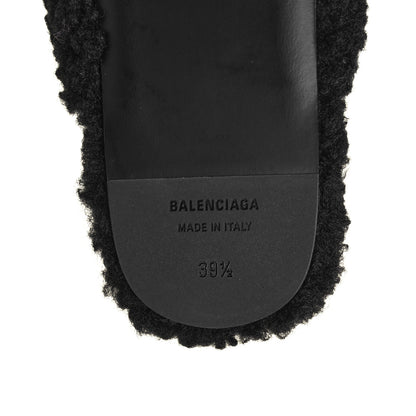 Balenciaga Faux Shearling Cosy BB Mules 39.5 Black 6 of 8