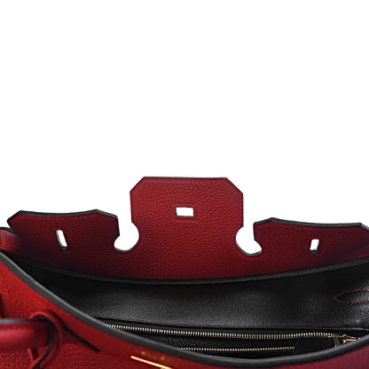Hermes Taurillon Clemence Horseshoe Birkin 35 Rouge Casaque Black 21 of 40