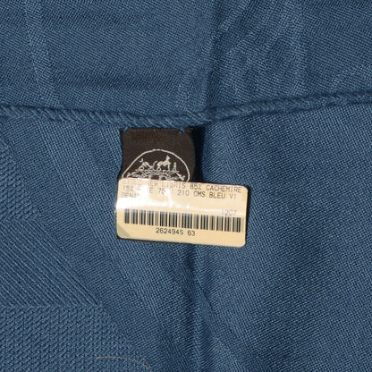 Hermes Cashmere Silk New Libris Stole Bleu Denim 5 of 6