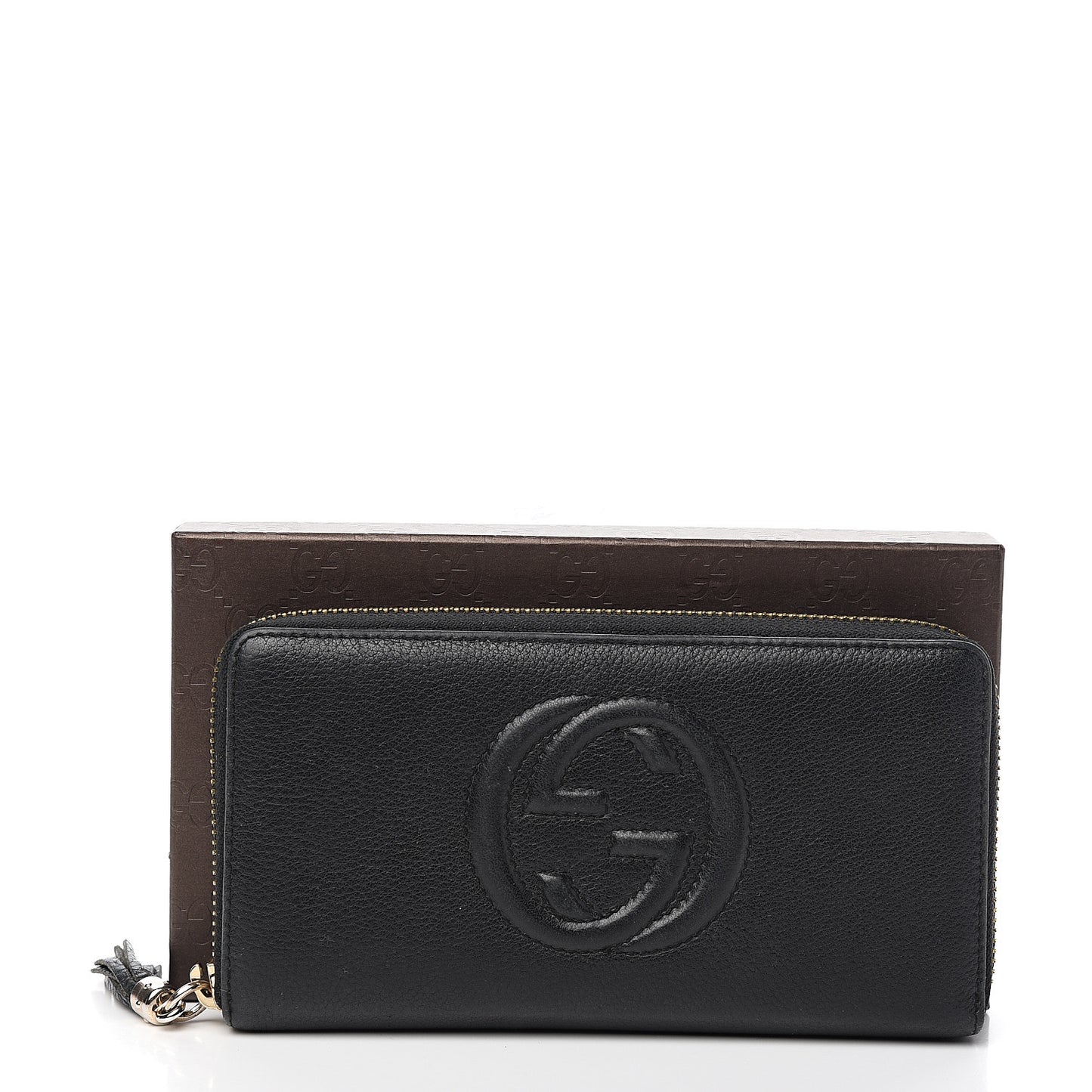 Pebbled Calfskin Soho Zip Around Wallet Black