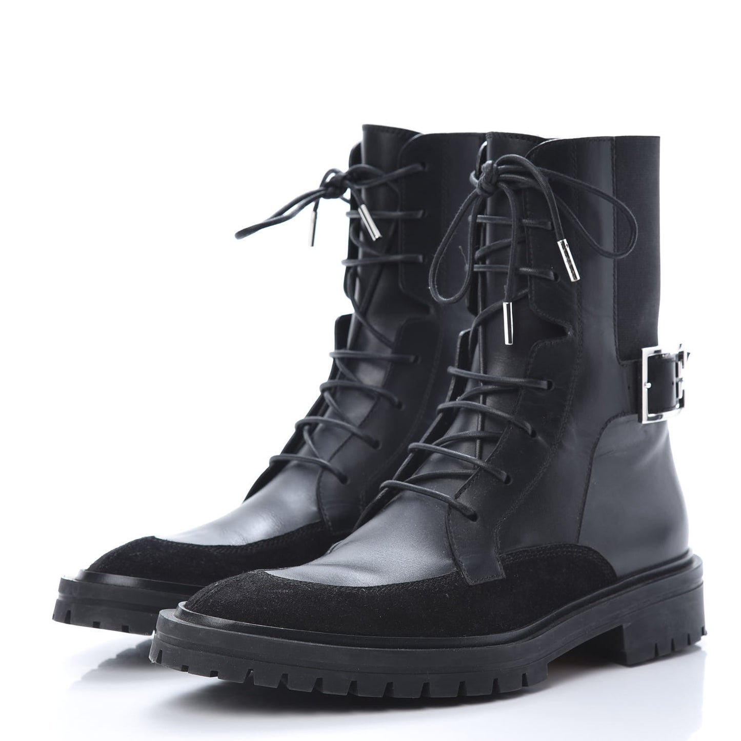 Calfskin Suede Aviator Ankle Boots 37 Black