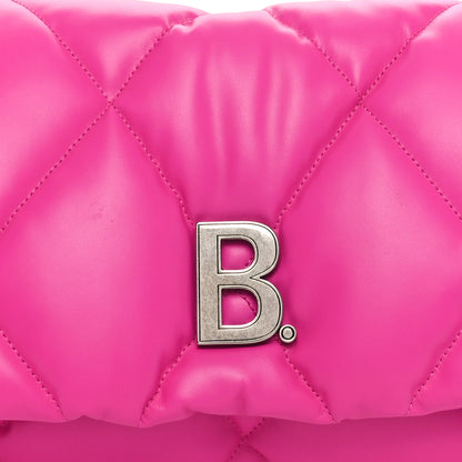 Balenciaga Nappa Calfskin Quilted Touch B Puffy Clutch Fuchsia 8 of 10