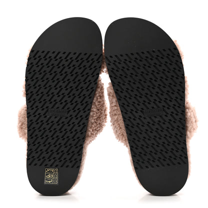Hermes Woolskin Womens Chypre Sandals 37 Bois De Santal 5 of 8