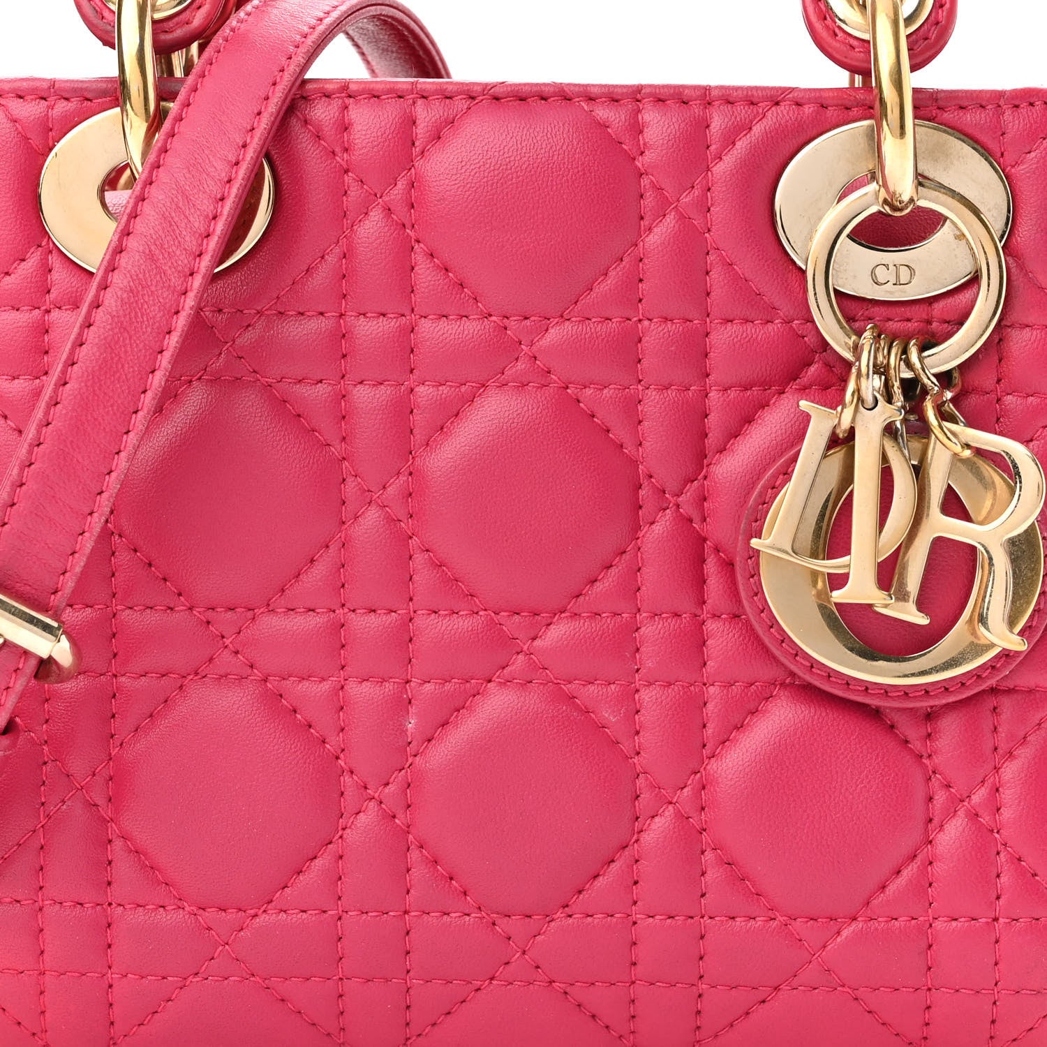 Christian Dior Lambskin Cannage Mini Lady Dior Fuchsia 6 of 13