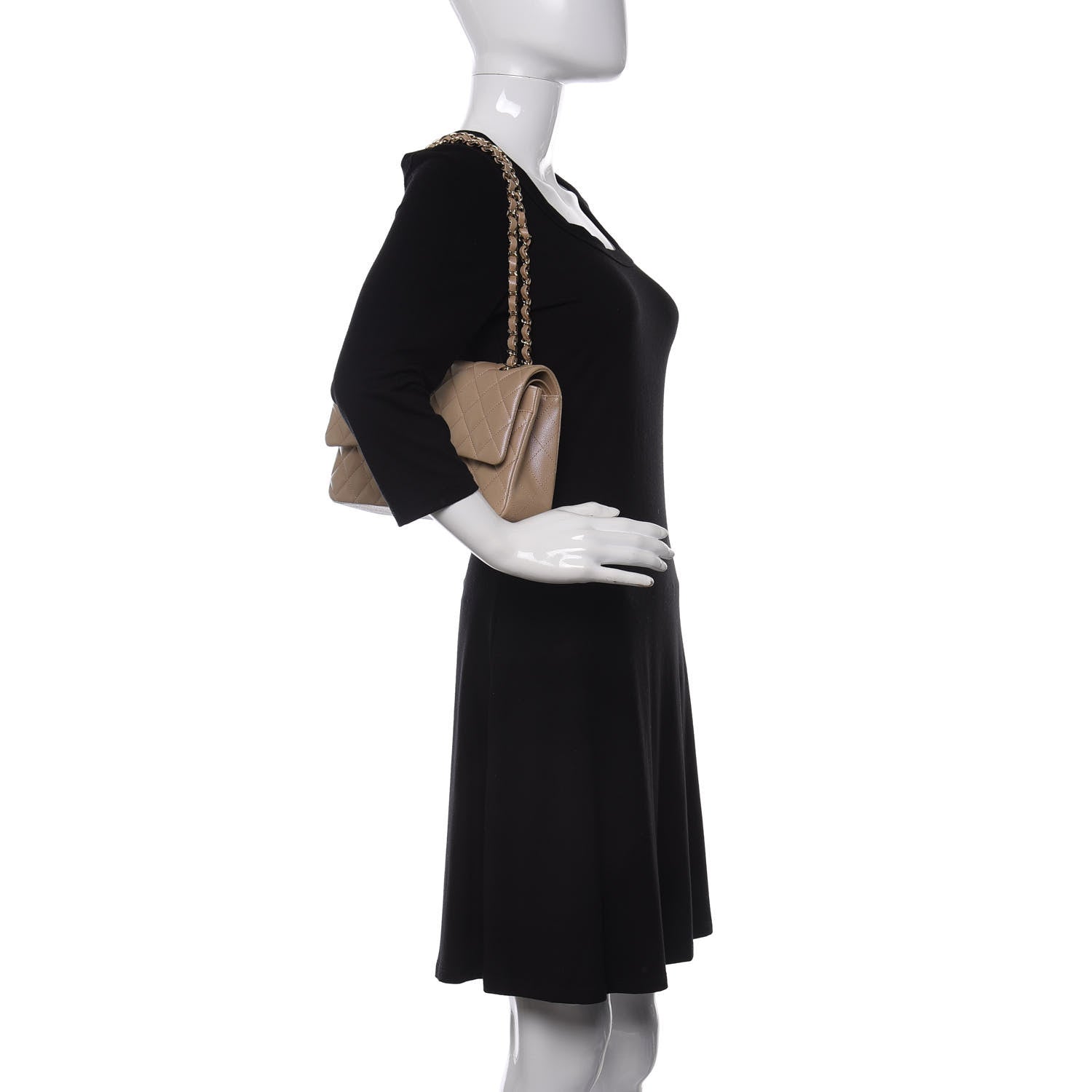 Chanel Iridescent Caviar Quilted Medium Double Flap Dark Beige 2 of 11