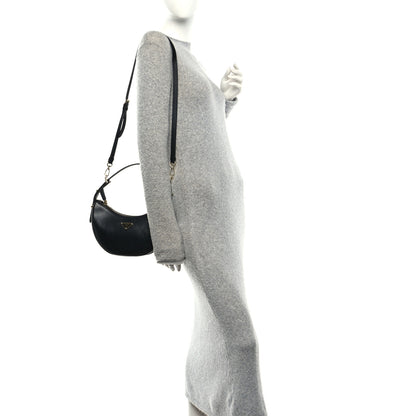 Prada Soft Calfskin Arque Shoulder Bag Black 2 of 9