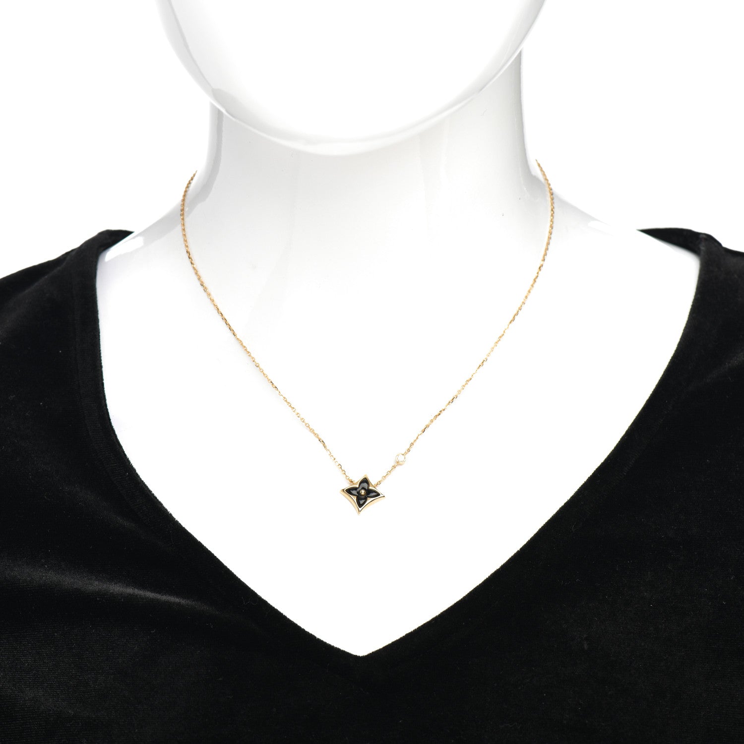 Louis Vuitton 18K Yellow Gold Diamond Black Onyx Color Blossom BB Star Pendant Necklace 2 of 6