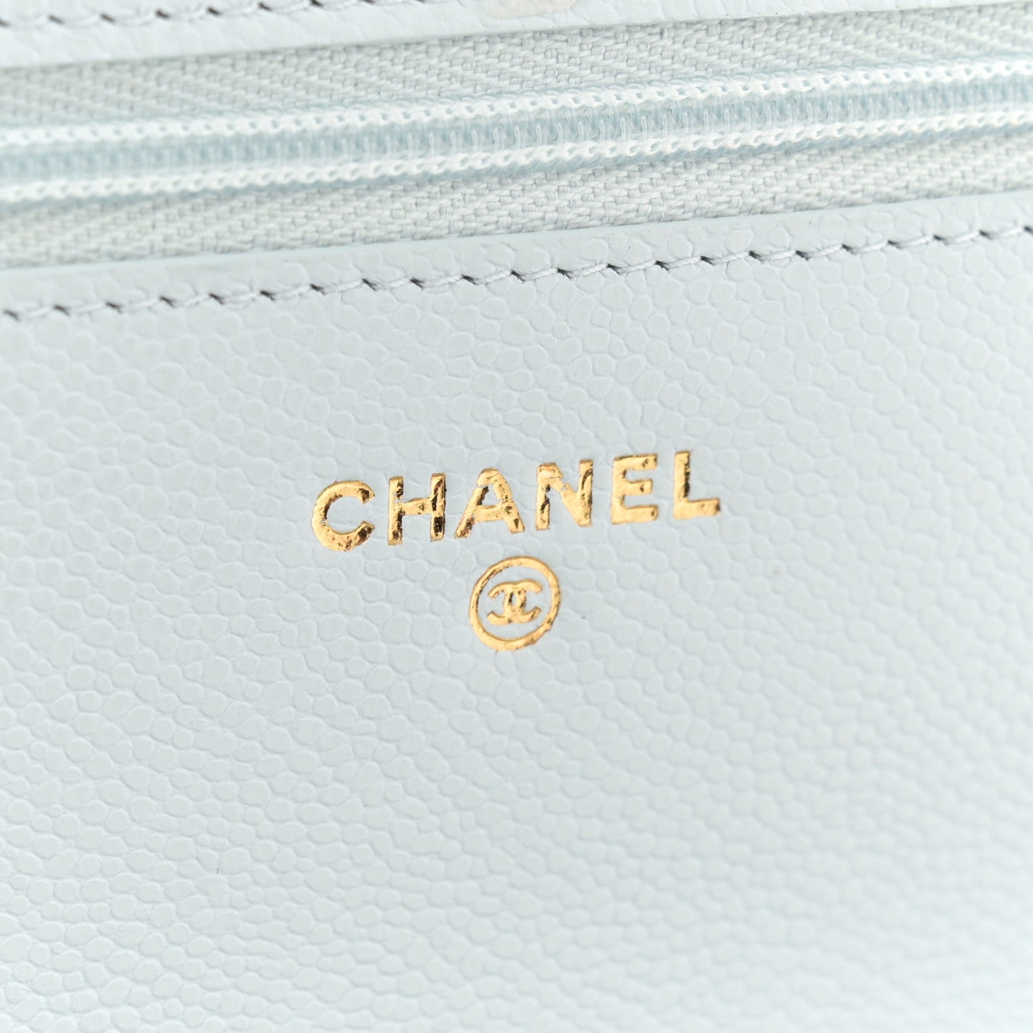 Chanel Caviar Quilted CC Turn Lock Wallet On Chain WOC Light Blue 6 of 11