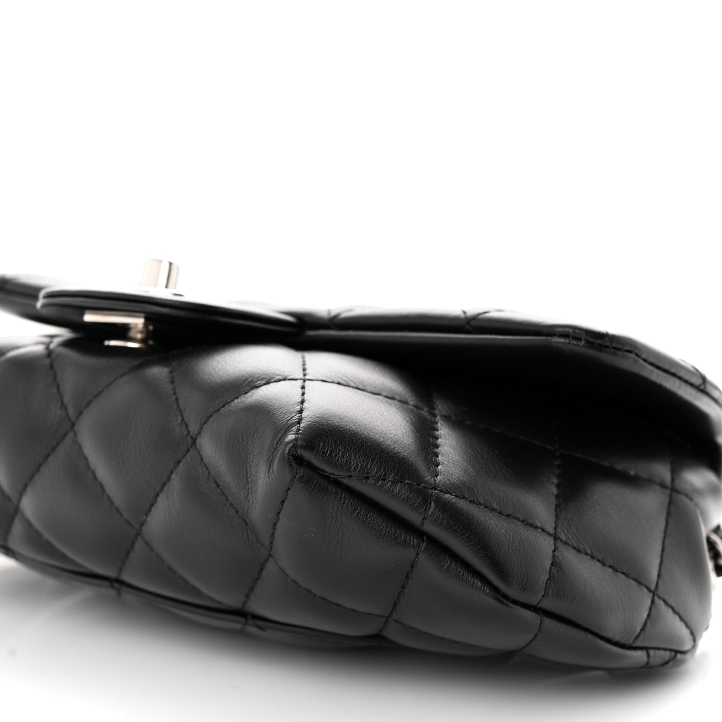Calfskin Quilted CC Uniform Flap Belt Bag Black