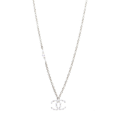 Chanel Crystal Pearl Nefertiti CC Pendant Necklace Gold 1 of 5