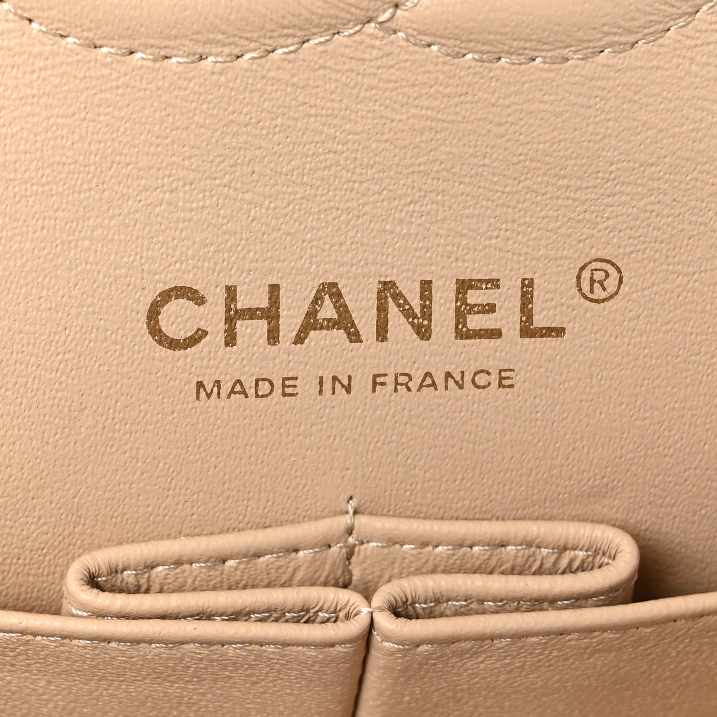 Caviar Quilted Medium Double Flap Beige