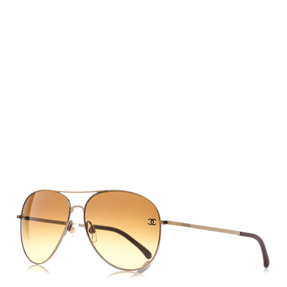 Chanel CC Aviator Sunglasses 4189-T-Q Gold 1 of 8