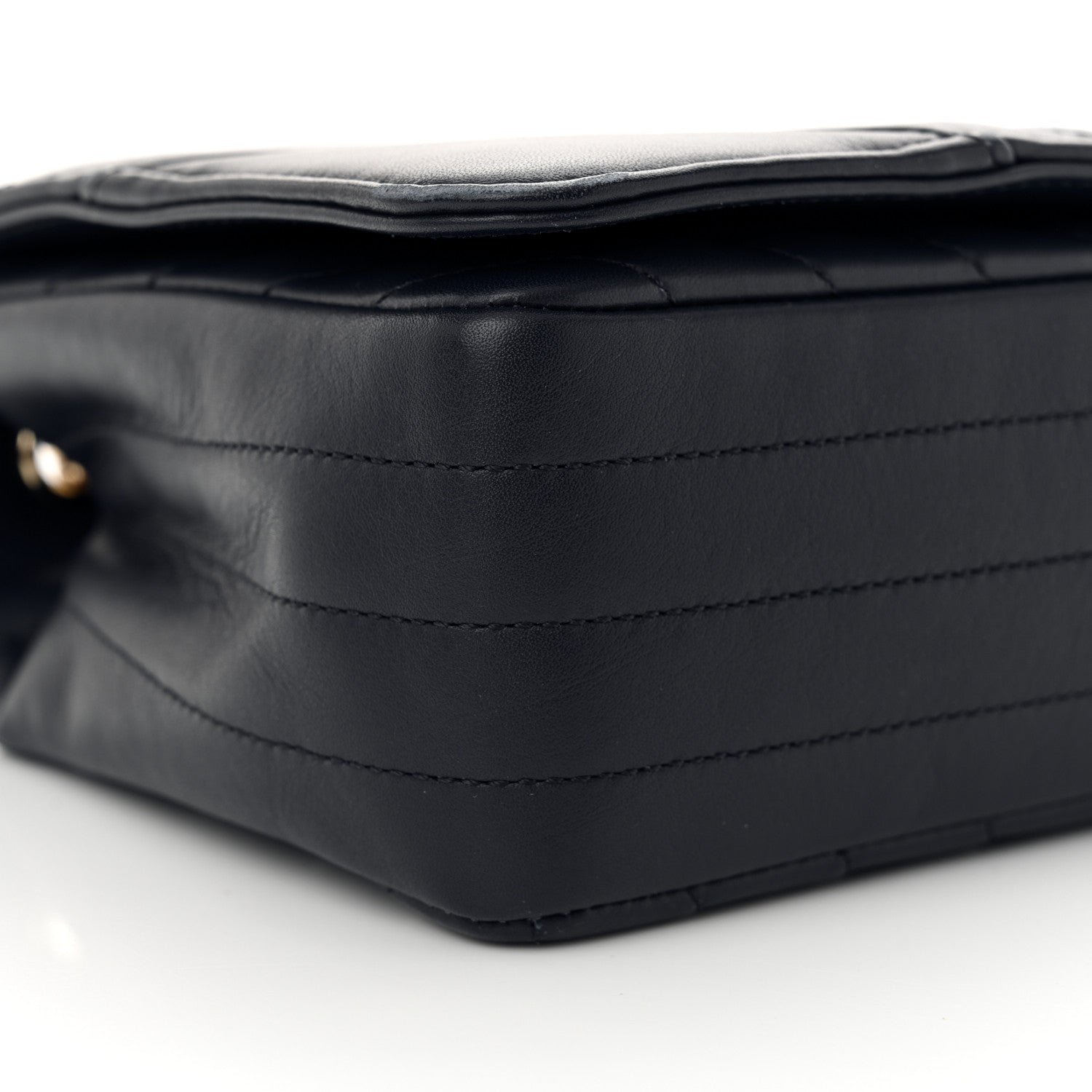 Chanel Calfskin Chevron Quilted Small Statement Flap Navy Blue 9 of 13