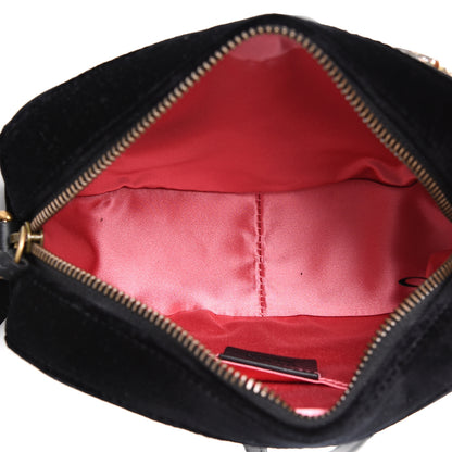 Gucci Velvet Matelasse Marquise Crystals Mini GG Marmont Chain Shoulder Bag Black 4 of 10