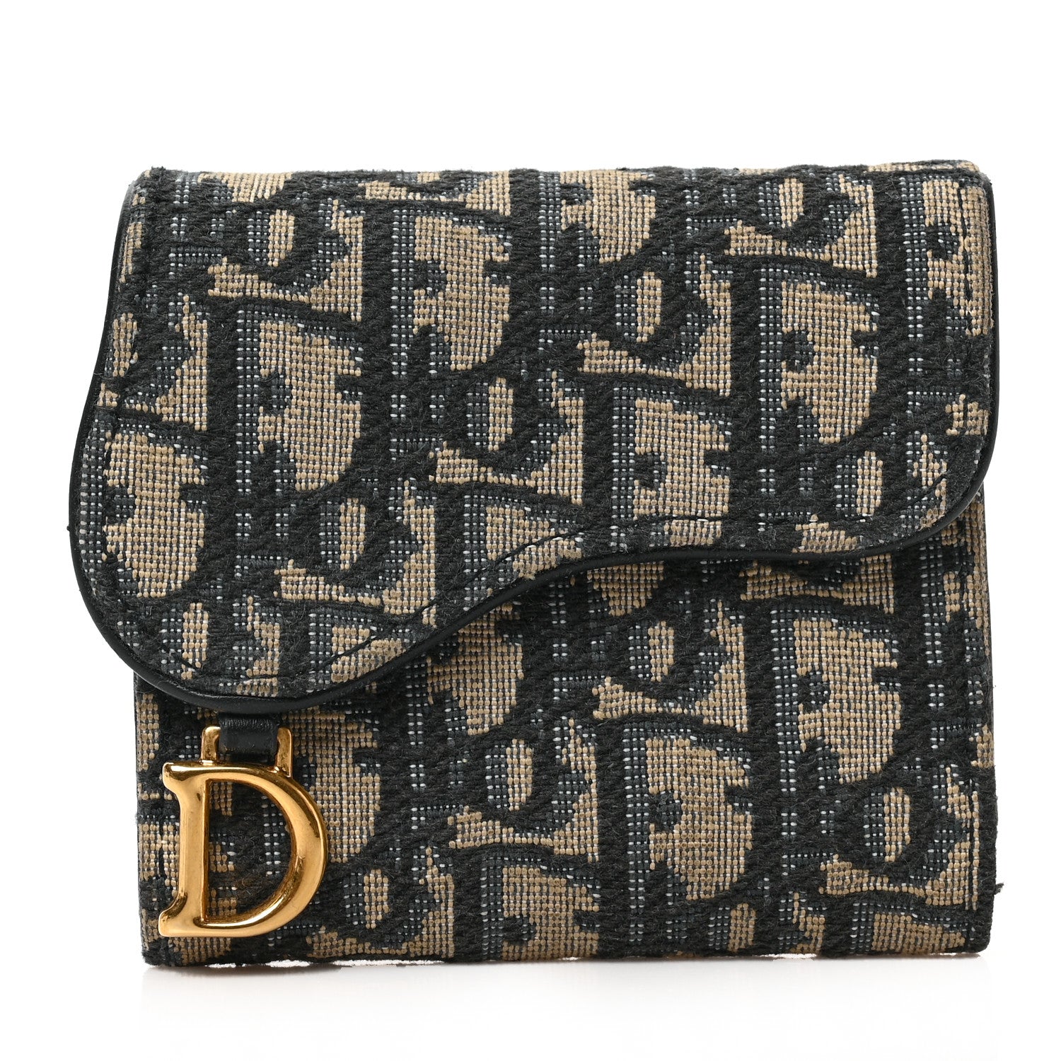 Christian Dior Oblique Saddle Lotus Wallet Blue 1 of 6