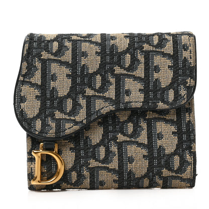 Christian Dior Oblique Saddle Lotus Wallet Blue 1 of 6