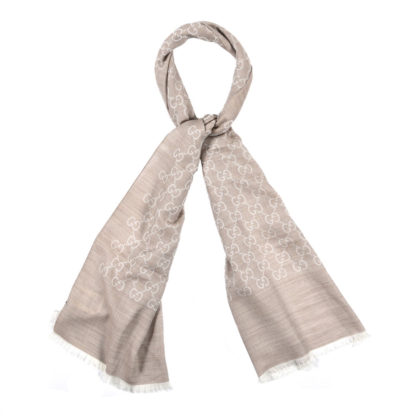 Wool Silk GG Monogram GGNat Plus Scarf Sand