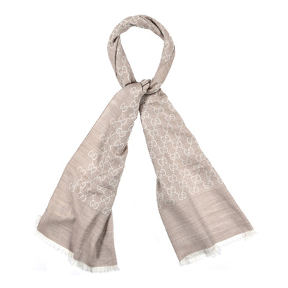Gucci Wool Silk GG Monogram GGNat Plus Scarf Sand 1 of 5