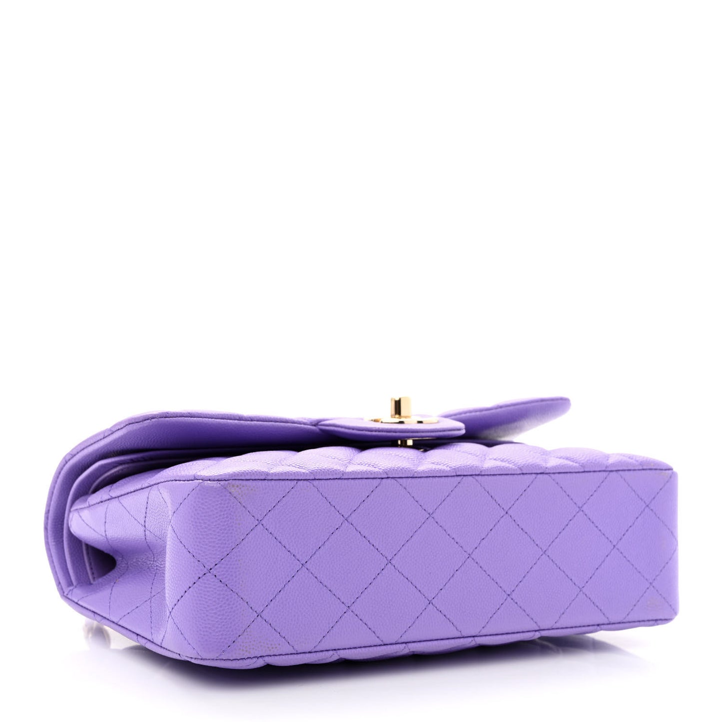 Caviar Quilted Small Double Flap Purple