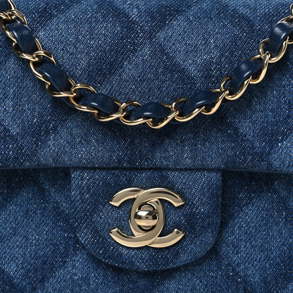 Chanel Printed Denim Quilted Mini Rectangular Flap Dark Blue 8 of 11
