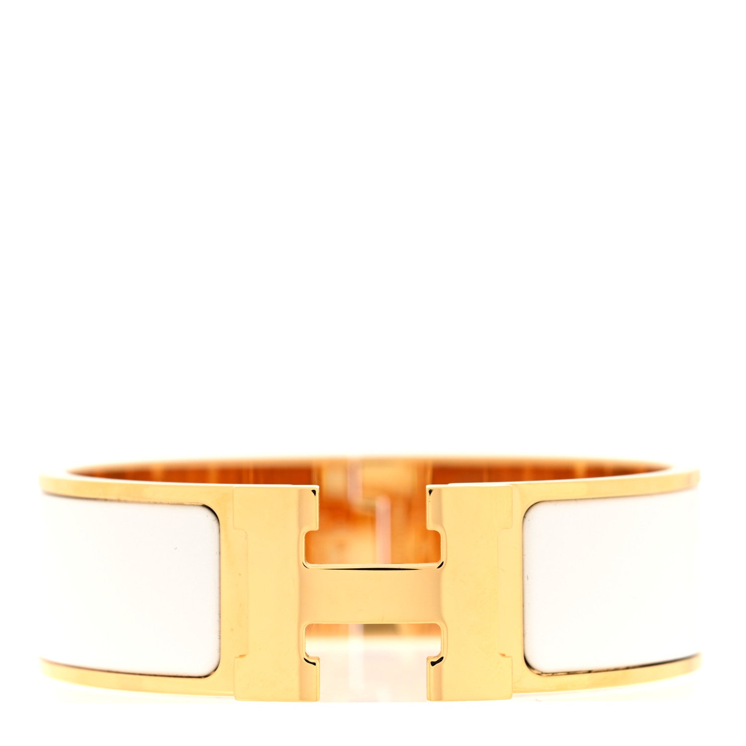 Hermes Enamel Wide Clic Clac H Bracelet GM White 1 of 4