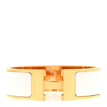 Hermes Enamel Wide Clic Clac H Bracelet GM White 1 of 4