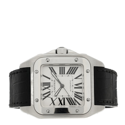 Cartier Stainless Steel Alligator 38mm Santos 100 Automatic Watch 2 of 4