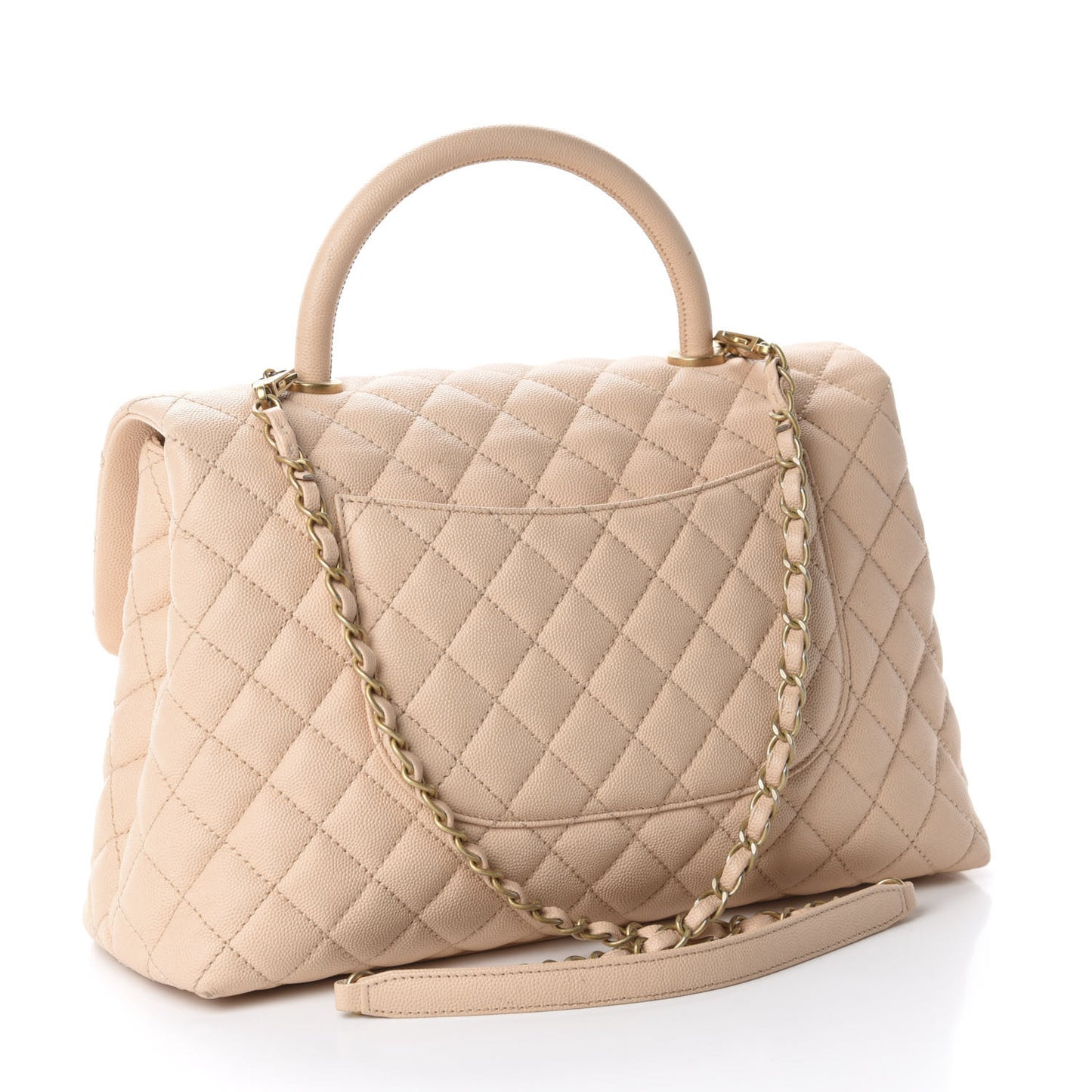 Caviar Quilted Medium Coco Handle Flap Beige