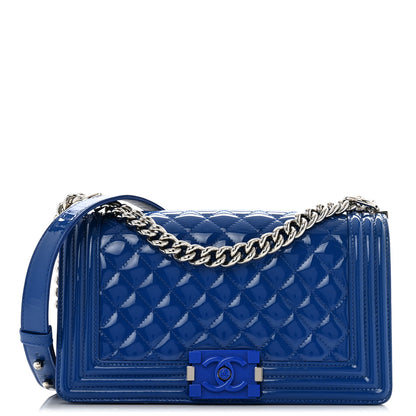 Chanel Patent Calfskin Quilted Medium Plexiglass Boy Flap Blue 1 of 13