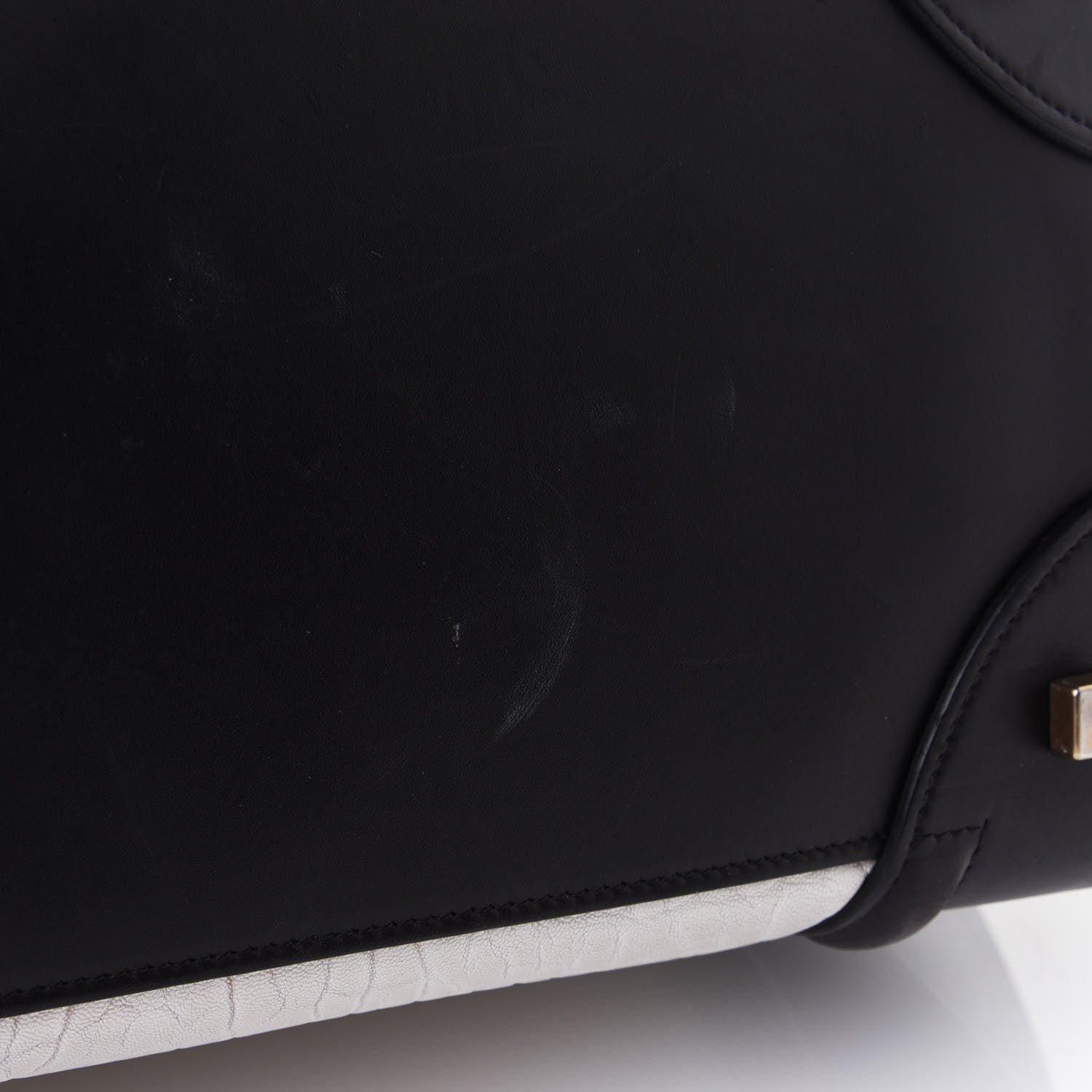 Celine Elephant Calfskin Mini Bi-Color Luggage Black White 5 of 6
