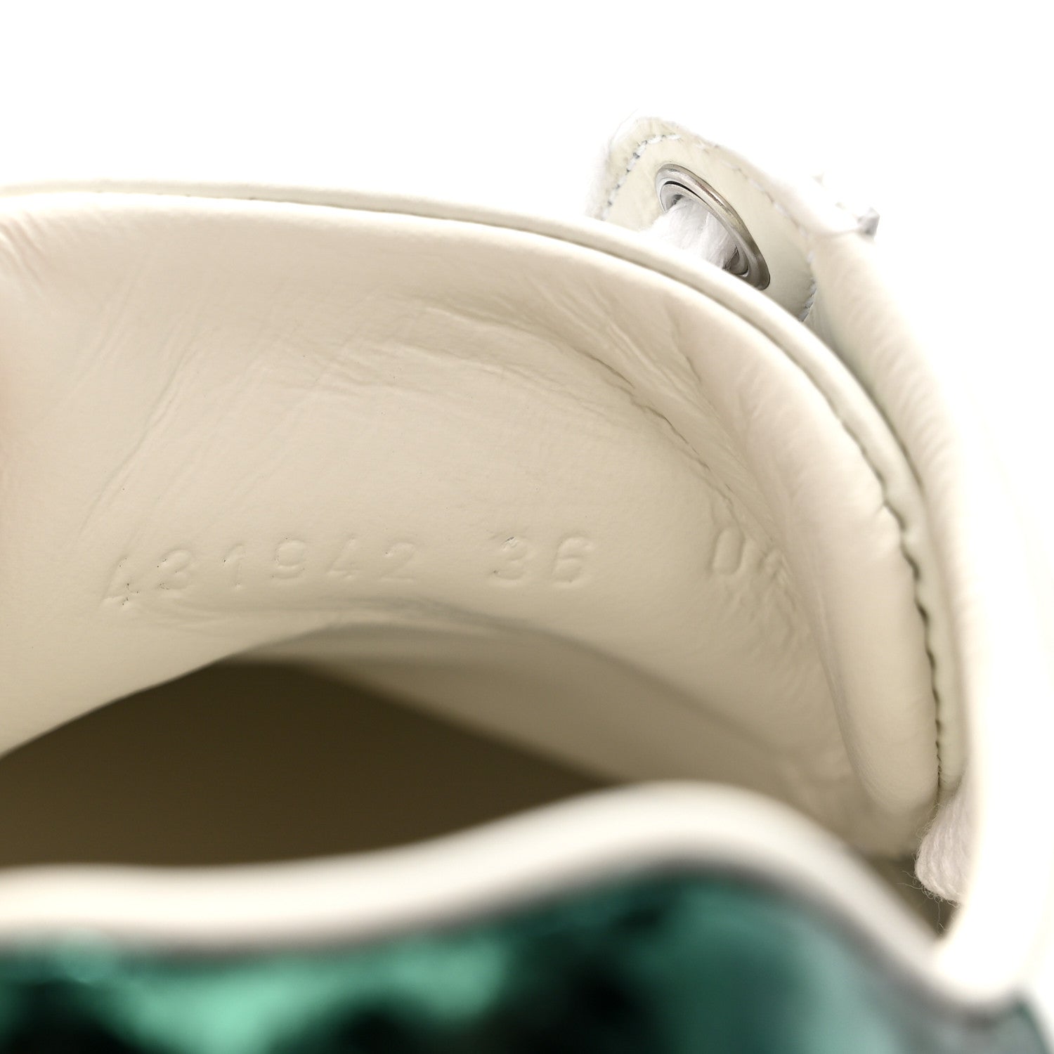 Gucci Calfskin Ayers Bee Embroidered Womens Ace Sneakers 36 White Green 9 of 10