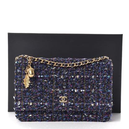 Chanel Tweed Charms Wallet On Chain WOC Blue Purple Khaki Pink 11 of 11