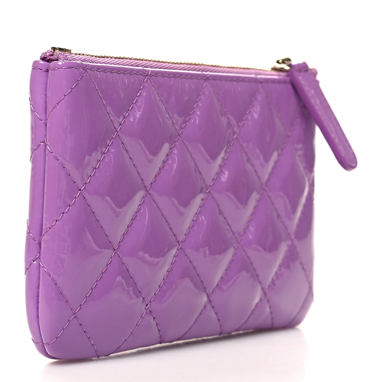 Patent Quilted Small Cosmetic Case Purple