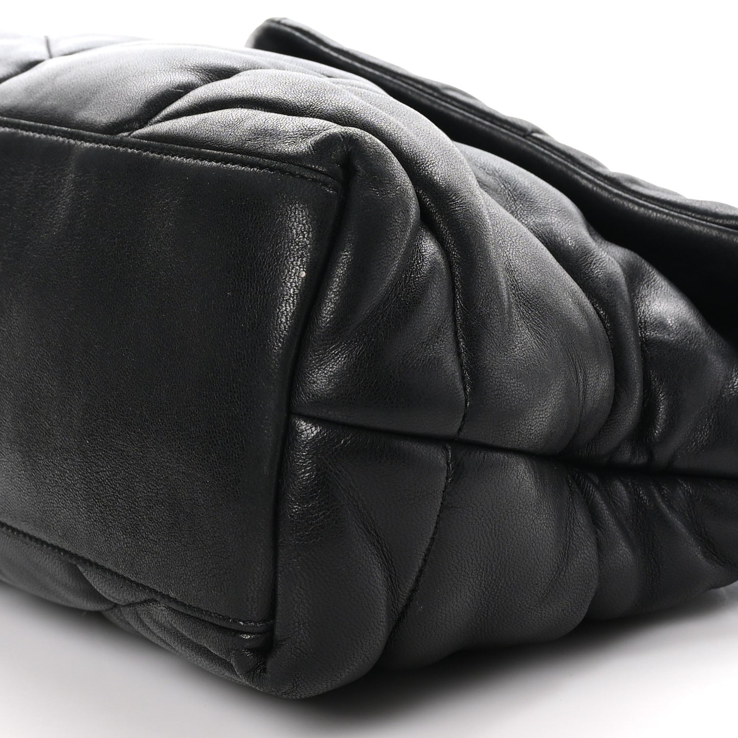Lambskin Quilted Medium Loulou Puffer Monogram Chain Satchel Black