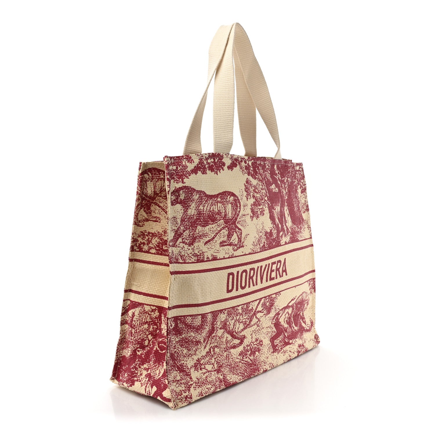 Christian Dior Straw Dioriviera Tote Red 3 of 11