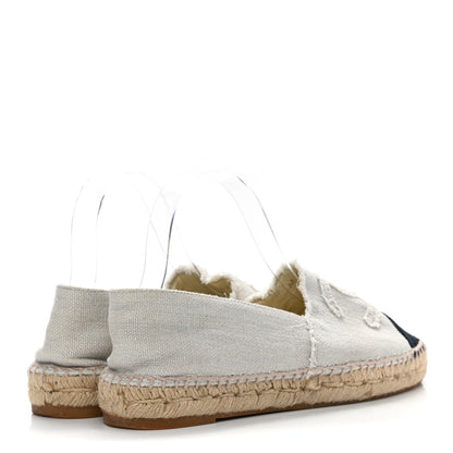 Chanel Linen CC Espadrilles 39 Beige Black 4 of 11