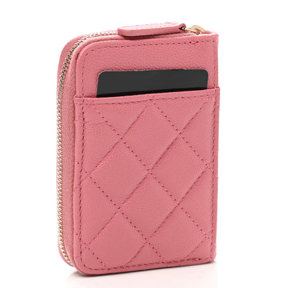 Chanel Caviar Quilted Zip Card Holder Pink 3 of 8