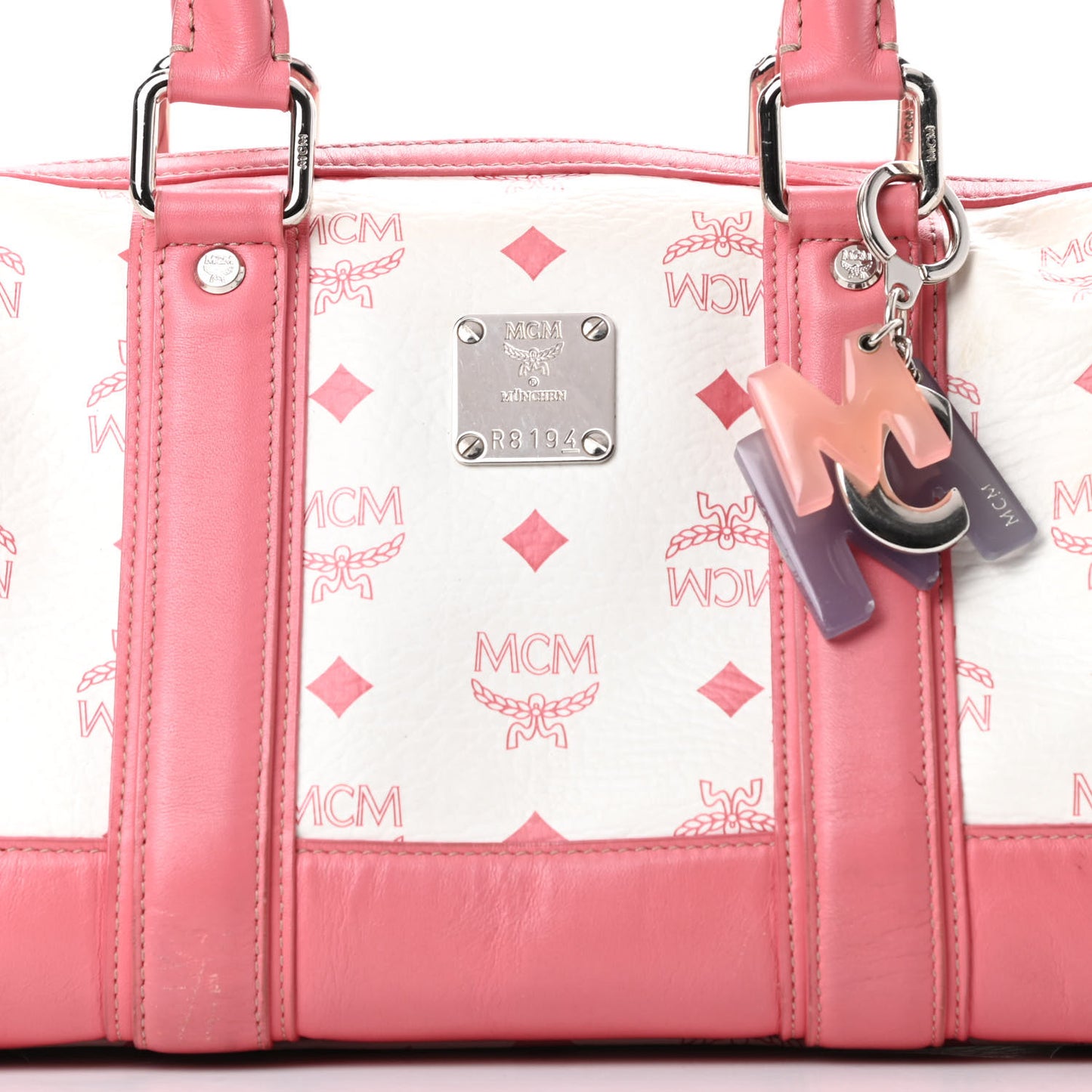 Visetos Small Boston Bag Pink White