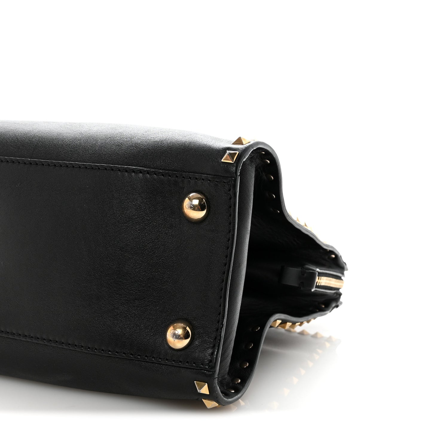 Vitello Rockstud Dome Shopper Black
