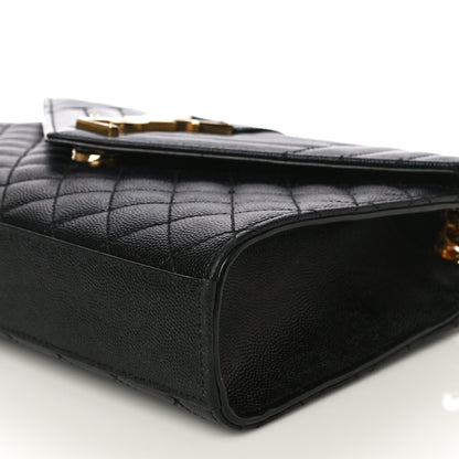 Saint Laurent Grain De Poudre Textured Mixed Matelasse Triquilt Medium Monogram Satchel Black 10 of 16