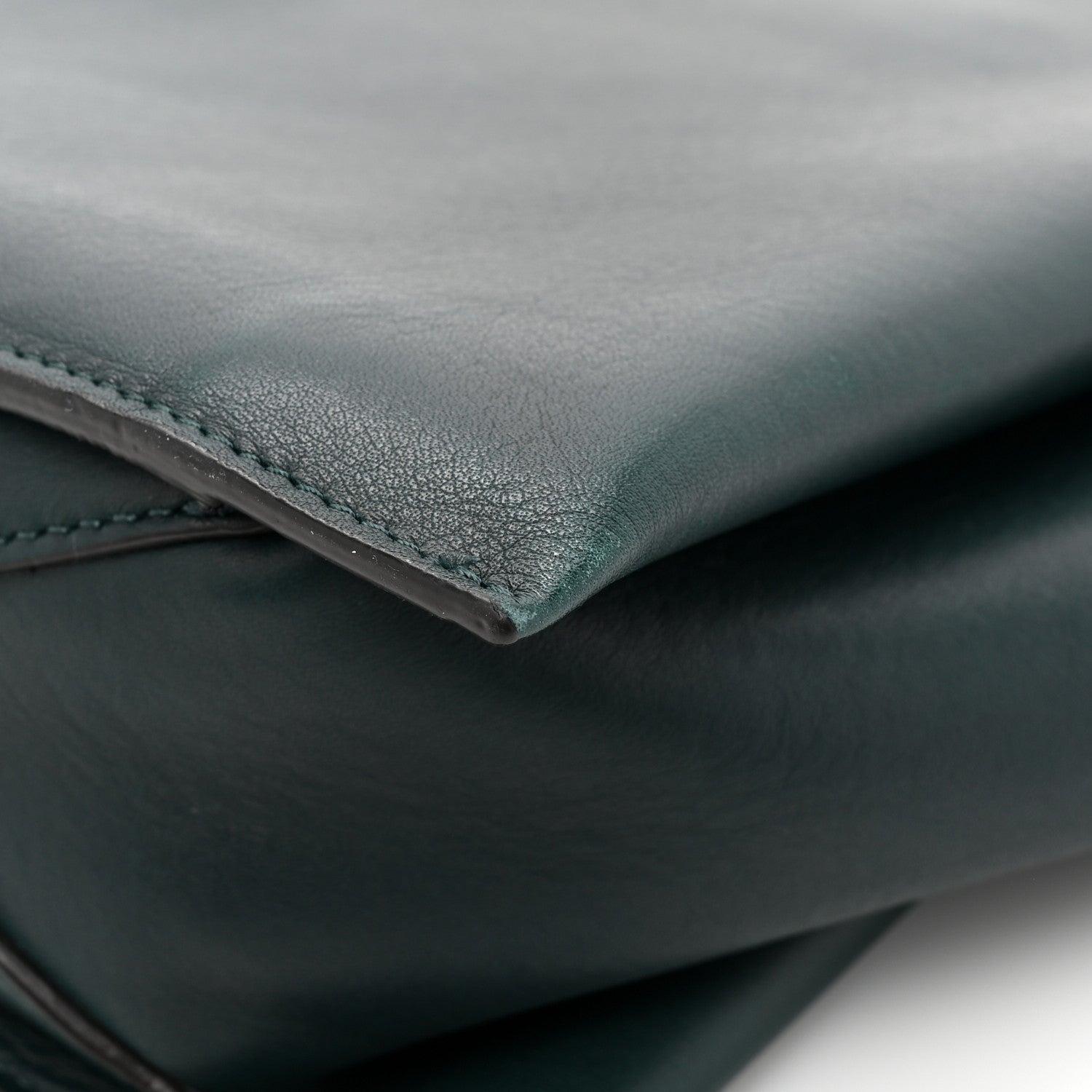 Celine Smooth Calfskin Tri-Fold Clutch on Chain Bottle Green 15 of 18