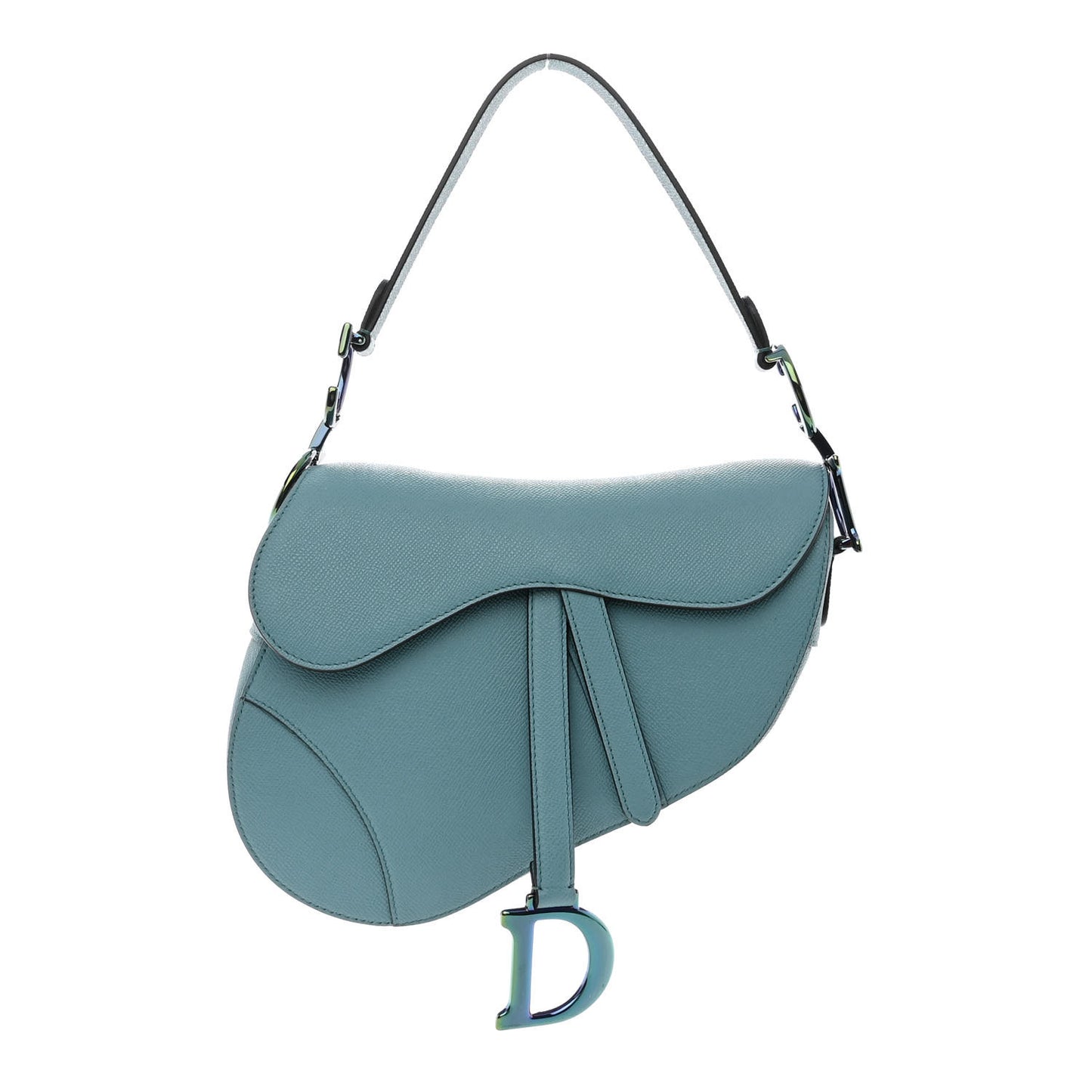 Grained Calfskin Saddle Bag Azure Blue