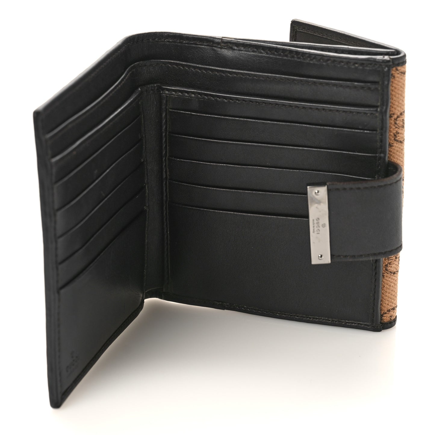 Monogram Denim Compact Wallet Beige Black