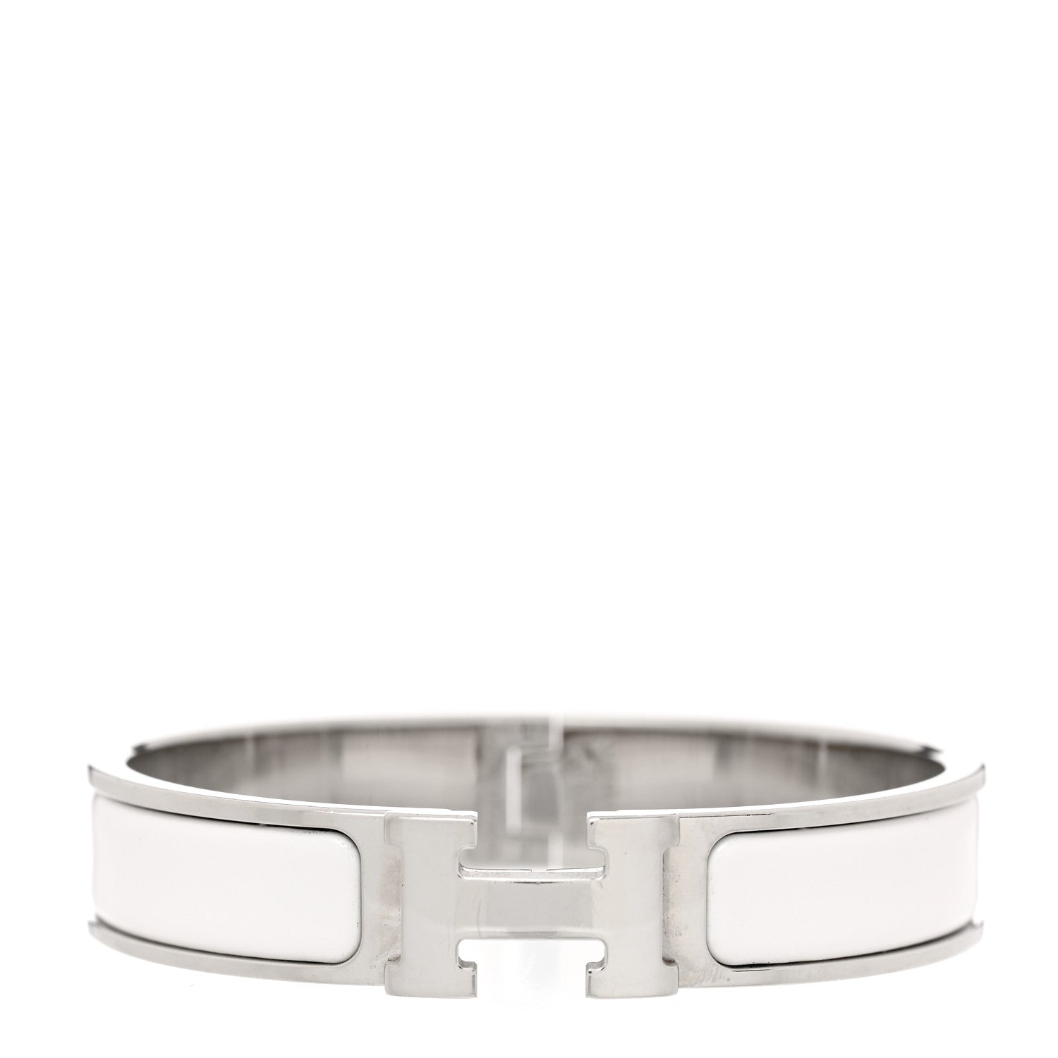 Hermes Enamel Narrow Clic Clac H Bracelet PM White 1 of 4