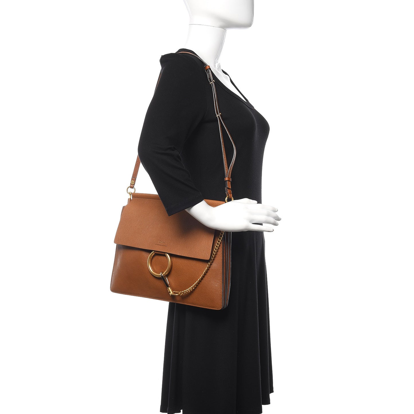 Goatskin Medium Faye Shoulder Bag Caramel