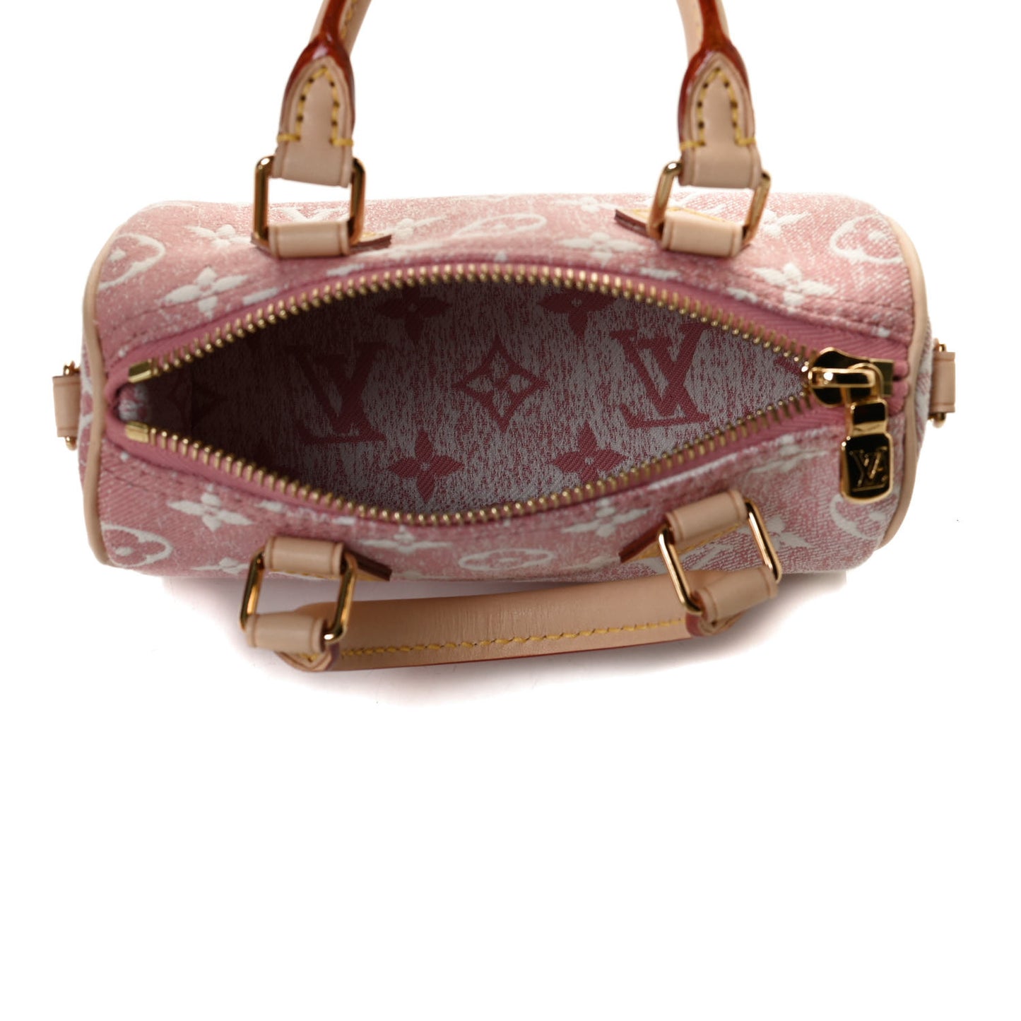 Monogram Jacquard Denim Nano Speedy Bandouliere Pink